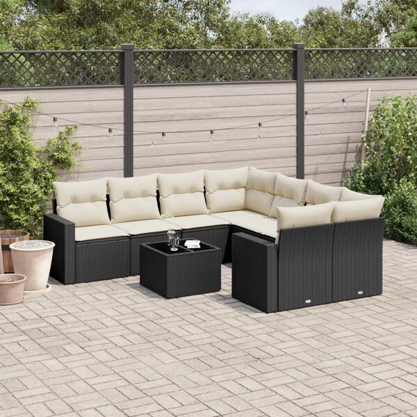 vidaXL Garden Sofa Set Black PE Rattan Large Modular Garden Sofa Set