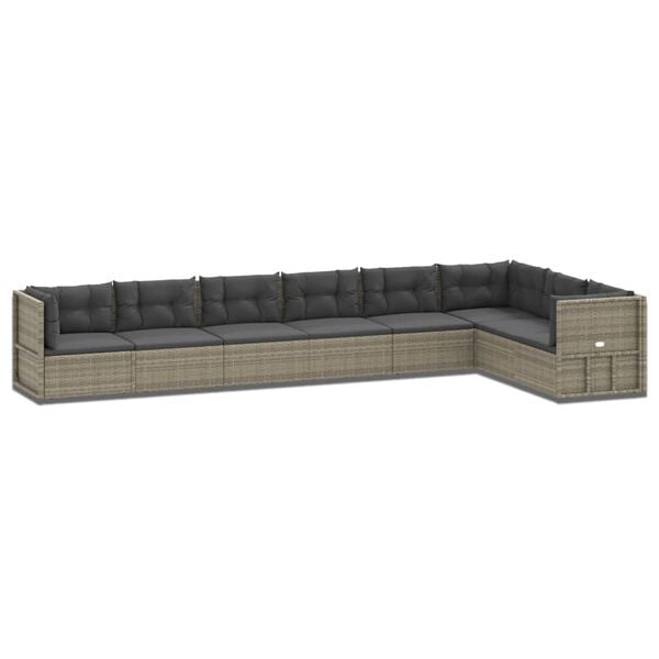 vidaXL Garden Lounge Set Grey PE rattan, powder-coated steel Full Set