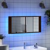 vidaXL LED Mirror Cabinet Brown oak Engineered wood 39.4 x 4.7 x 17.7 in