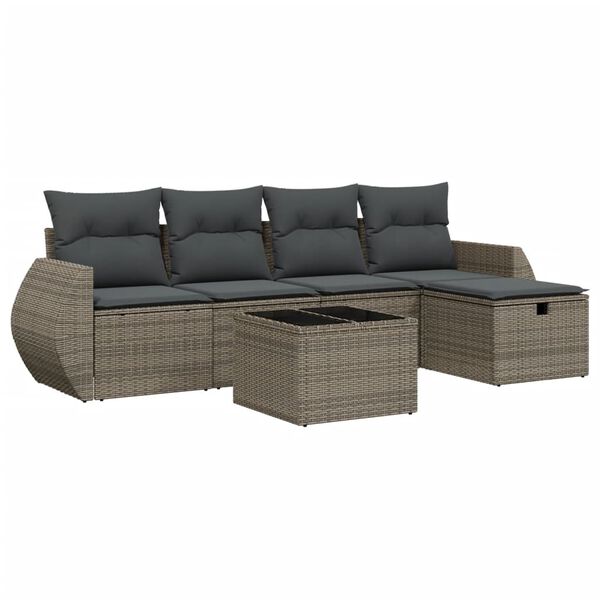 vidaXL Garden Sofa Set Grey Poly Rattan and Steel Large Modular