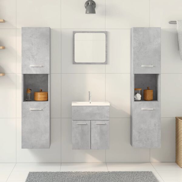 vidaXL Bathroom Furniture Set Concrete Gray, White