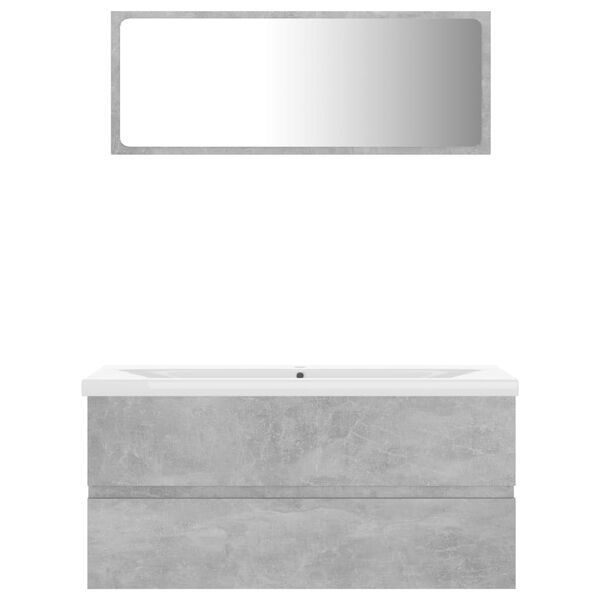 vidaXL Bathroom Furniture Set Concrete grey, White Engineered wood, Ceramic