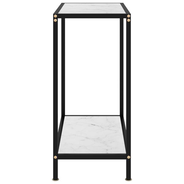 vidaXL Console Table White and Black Tempered glass, Powder-coated steel