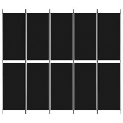 vidaXL 5-Panel Room Divider Black 98.4"x86.6" Fabric