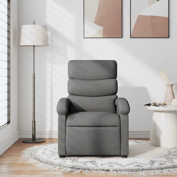 vidaXL Recliner Chair Dark Grey 100% polyester fabric, metal, plywood