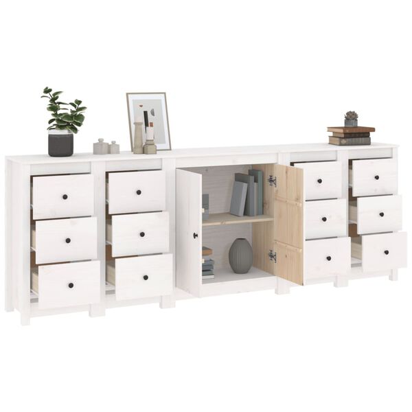 vidaXL Sideboard White Solid Pine Wood Large Sideboard Rectangular