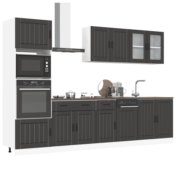 vidaXL Kitchen Cabinet Set Black Engineered wood 7-piece set