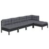 vidaXL Garden Lounge Set Black Solid Pine Wood 5-Seater Lounge Set