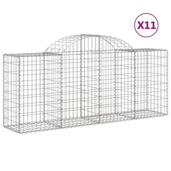 vidaXL Gabion Basket Set of 11 Silver Galvanized Iron Large
