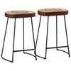 vidaXL Bar Stool Set of 2 Dark Brown Metal Medium Industrial