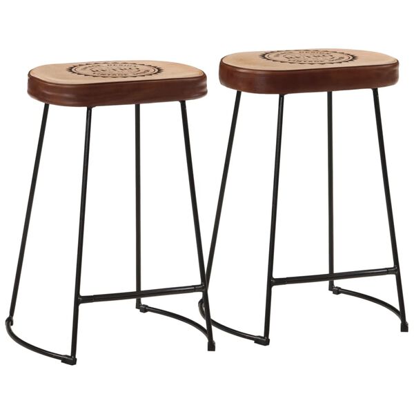 vidaXL Bar Stool Set of 2 Dark Brown Metal Medium Industrial