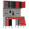 vidaXL Work Cabinet with Drawer with Lock 8 pcs Red 150 x 55 x 200 cm