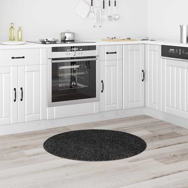 vidaXL Anti-slip Shaggy Rug Dark Grey 35.4" x 35.4" PP