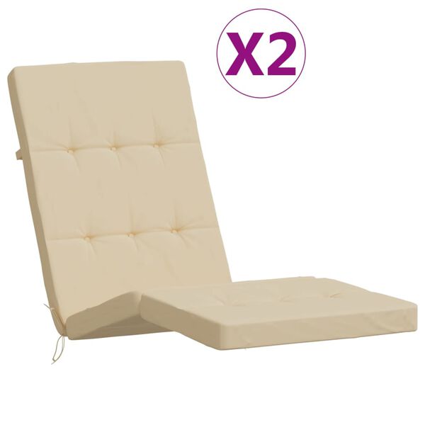 vidaXL Deck Chair Cushion Set of 2 Beige Oxford fabric (100% polyester)