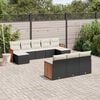 vidaXL Garden Sofa Set Black Poly Rattan with Cream White Cushions PE Rattan