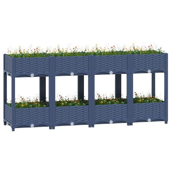 vidaXL Raised Bed Blue Grey Polypropylene Large Durable Planter Box