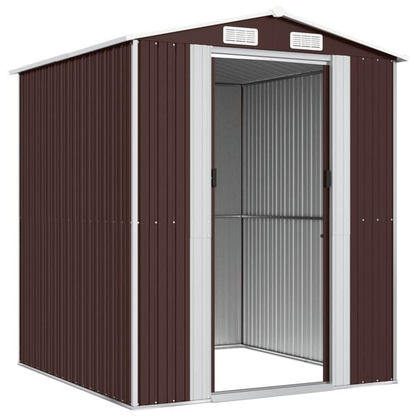 vidaXL Garden Shed Dark Brown Galvanized Steel Large Garden Shed