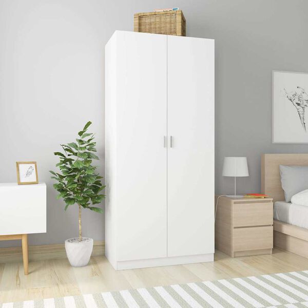 vidaXL Wardrobe White Engineered wood Compact Wardrobe Rectangular