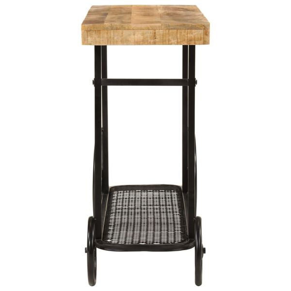 vidaXL Console Table Natural, Black Solid Mango Wood, Powder-Coated Iron