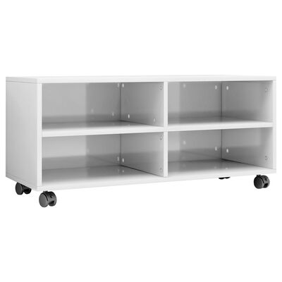 vidaXL TV Cabinet with Castors High Gloss White 35.4"x13.8"x13.8" Chipboard