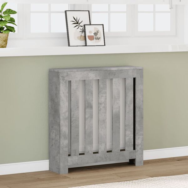 vidaXL Radiator Cover Concrete Grey 30.7x7.9x32.3" Engineered Wood