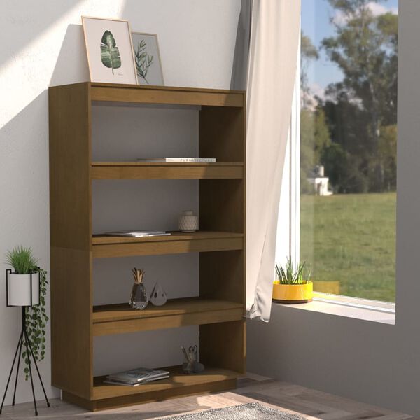 vidaXL Book Cabinet Honey brown Solid pinewood 31.5x13.8x53.1 in Sleek