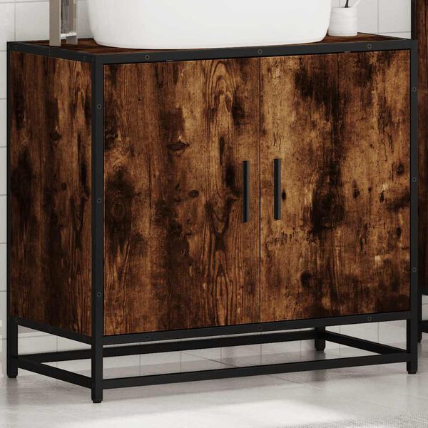 vidaXL Bathroom Sink Cabinet smoked oak 25.59 x 12.99 x 23.62 in