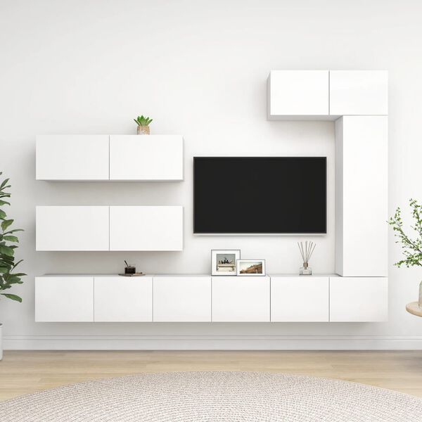 vidaXL TV Cabinet Set Set of 7 White Engineered wood Medium