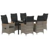 vidaXL Garden Dining Set with Cushion 7 pcs Grey Poly Rattan