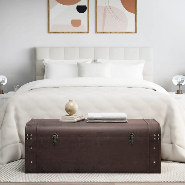 vidaXL Treasure Chest Dark brown Plywood, fir veneered engineered wood