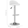 vidaXL Bar Stool Set of 2 White Faux leather, chromed steel Adjustable