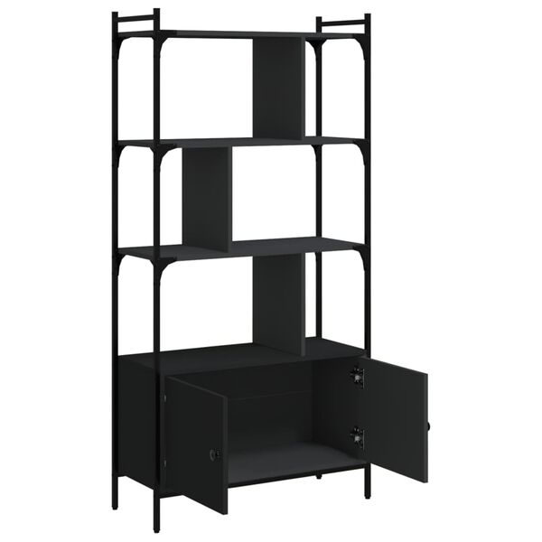 vidaXL Bookcase Black Engineered wood Medium Bookcase Rectangular
