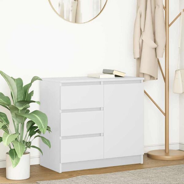 vidaXL Sideboard White Engineered Wood 28.0 x 13.8 x 25.6 in Sideboard