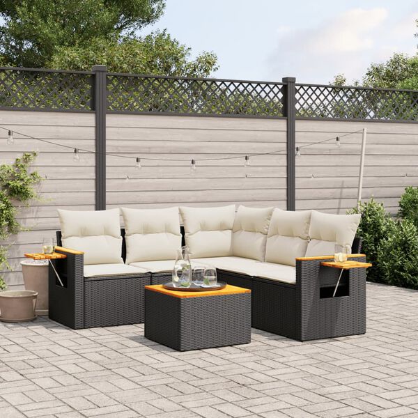 vidaXL Garden Sofa Set Black and cream