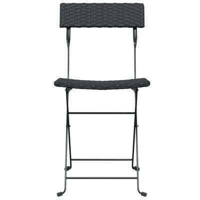 vidaXL Folding Bistro Chairs 8 pcs Black Poly Rattan and Steel