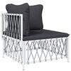 vidaXL Garden Lounge Set White Woven fabric, powder-coated steel, textilene