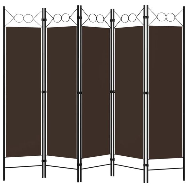 vidaXL 5-Panel Room Divider Brown 78.7"x70.9"