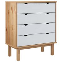 vidaXL Drawer Cabinet OTTA Brown&White 30.1"x15.6"x35.4" Solid Wood Pine