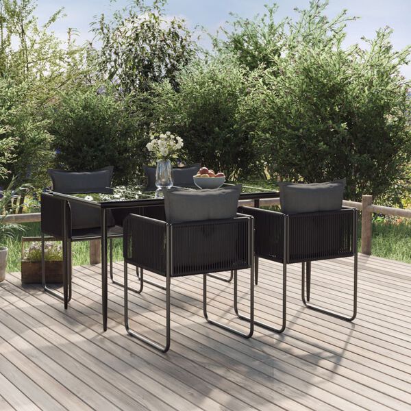 vidaXL Garden Dining Set Black PE rattan Medium Garden Dining Set