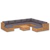 vidaXL 11 Piece Patio Lounge Set with Dark Gray Cushion Solid Teak Wood