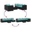 vidaXL Patio Lounge Set Black, Water blue