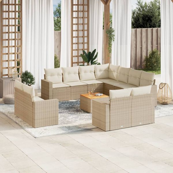 vidaXL Garden Sofa Set Beige, Cream white