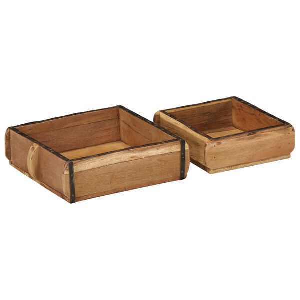 vidaXL Tray 2 pcs Brown 11.42 x 12.20 x 3.94 in Solid Reclaim Wood