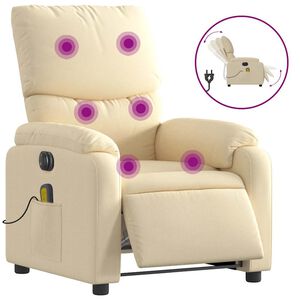 vidaXL Electric Massage Recliner Chair Cream
