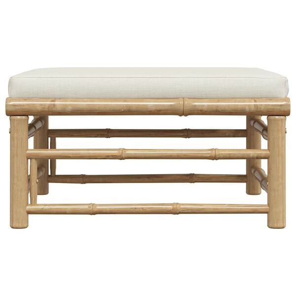 vidaXL Footrest Cream White Bamboo, Polyester Medium Modular Footrest