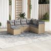 vidaXL Garden Sofa Set Beige PE Rattan, Powder-Coated Steel 7 Piece