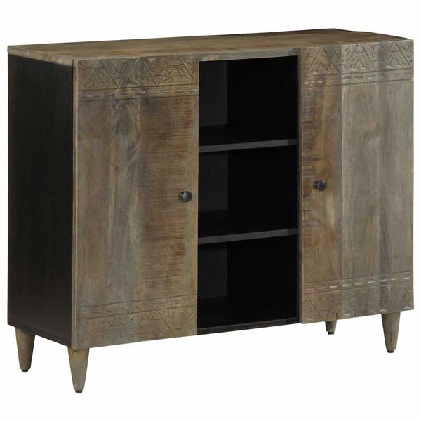 vidaXL Sideboard Black Solid mango wood, engineered wood 35.4x13.0x29.5 in