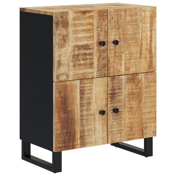 vidaXL Sideboard Natural and Black Solid Mango Wood Medium Sideboard