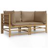 vidaXL Garden Corner Sofa Taupe Bamboo Medium Modular