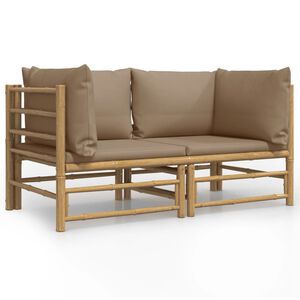 vidaXL Garden Corner Sofa Taupe Bamboo Medium Modular